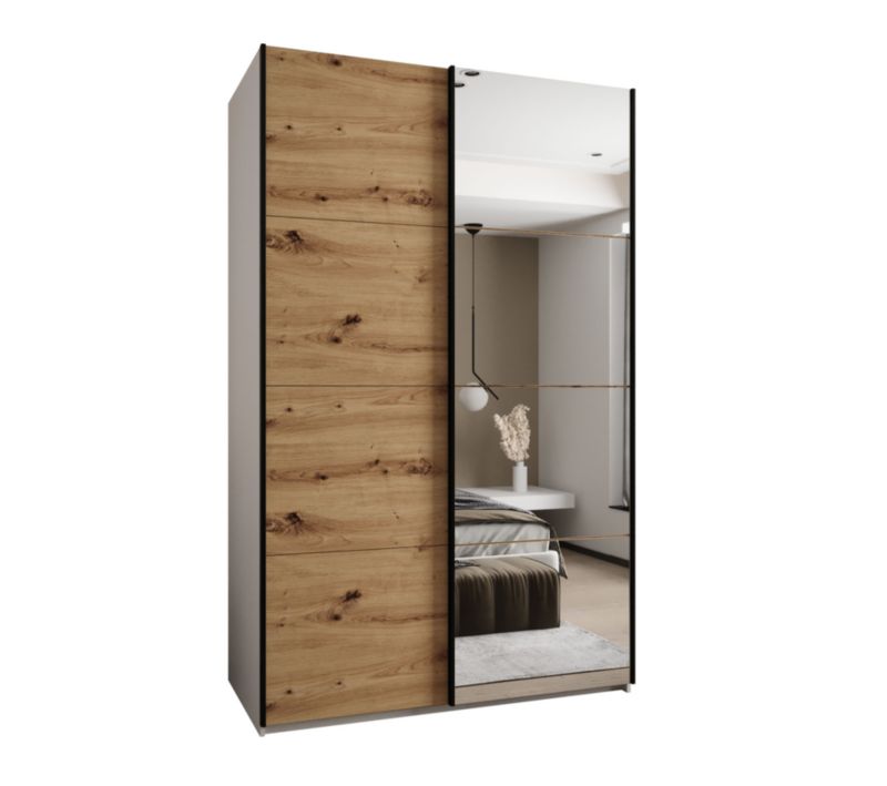 Szafa przesuwna Abiks LUX 3 wysoka szer.150cm biały/artisan/czarny 1szt.