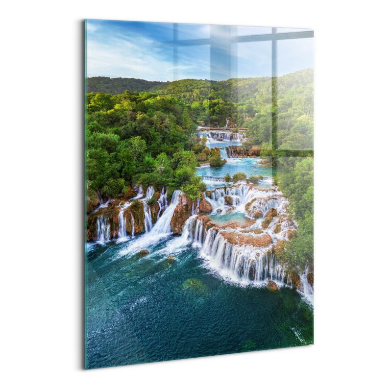 Foto Obraz Ścienny Szklany Wallfluent 70x100 cm Wodospady i rzeka Krka Chorwacja 1 szt.