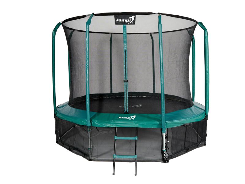 Trampolina Ogrodowa Jumpi 374cm/12FT Maxy Comfort Zielona Z Wewnętrzną Siatką 1 szt
