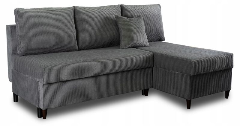 Narożnik Faro 197 cm Mebel Elite z Funkcją Spania i Pojemnikami Sztruksowy Uniwersalny Szary 1 szt