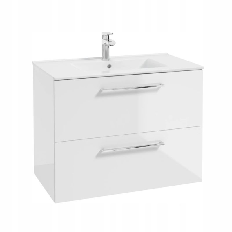 Szafka Łazienkowa Stamar z Umywalką Biała Połysk 800 x 500 x 470 mm Wisząca Szuflady 1 szt