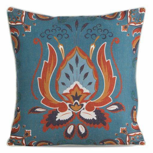 Poszewka Len/11 Eurofirany dekoracyjna na poduszkę 45x45 cm Turkus 1 szt.