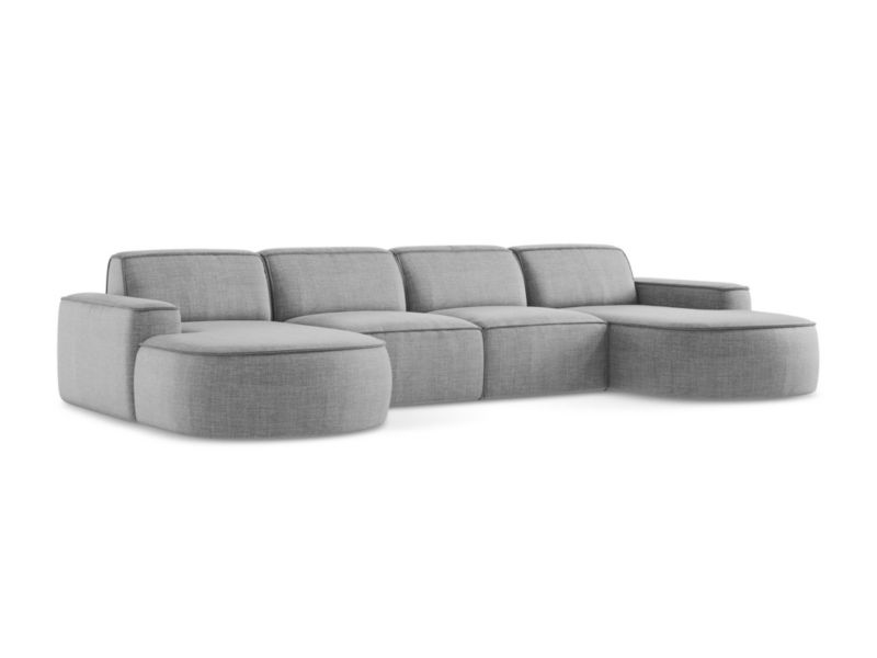 Sofa modułowa panoramiczna LaMiaSofa MELISSA z tkaniny strukturalnej 364x166 cm jasny szary 1 szt.
