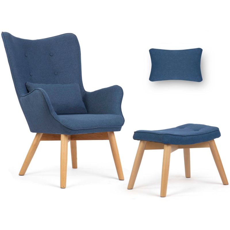 Fotel uszak Sofotel Norse 2042 granatowy + podnóżek 1 szt.