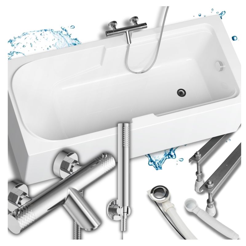 Wanna Prostokątna Granitan Melora z Baterią 1kpl.