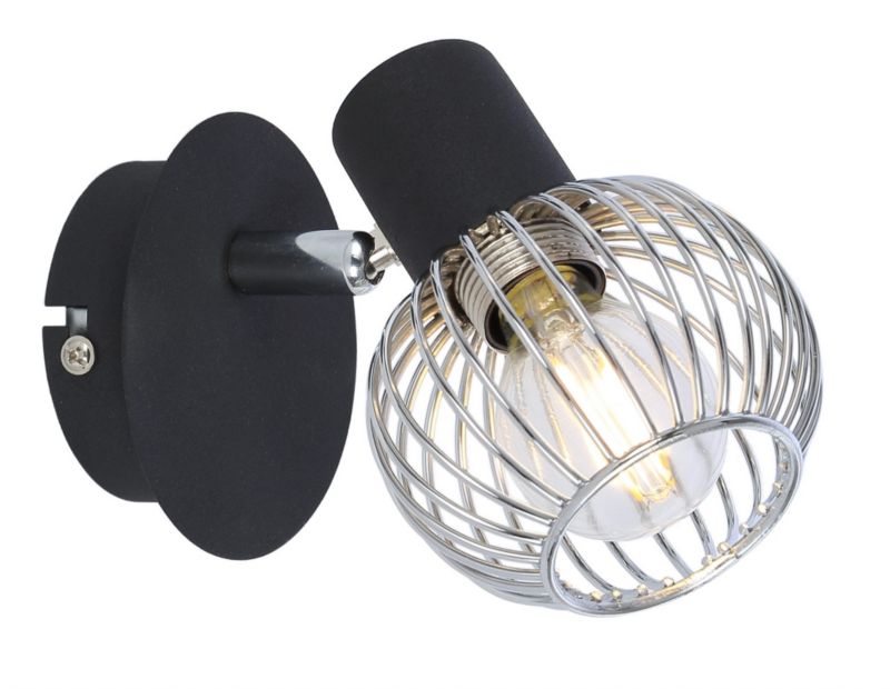 Kinkiet ścienny Candellux Oslo czarny-chromowany 1 x E14 x 40W IP20 wym: 12 x 13 x 8 cm - 1 szt.