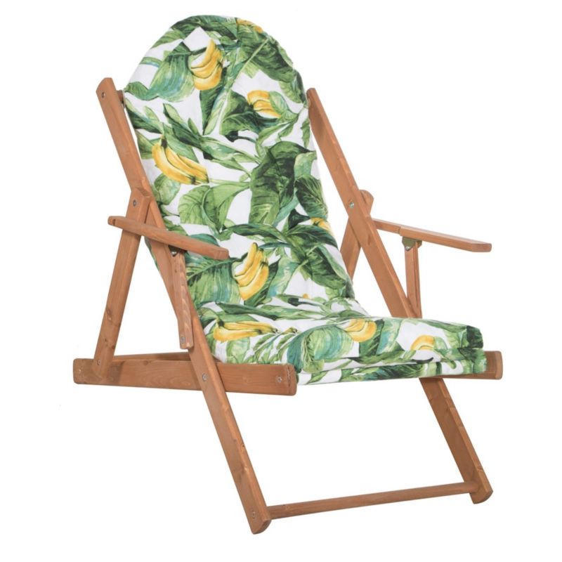 Leżak ogrodowy, drewniany Springos Borneo fotel z 3-stopniową regulacją i poduszką, balkonowy 1 szt.