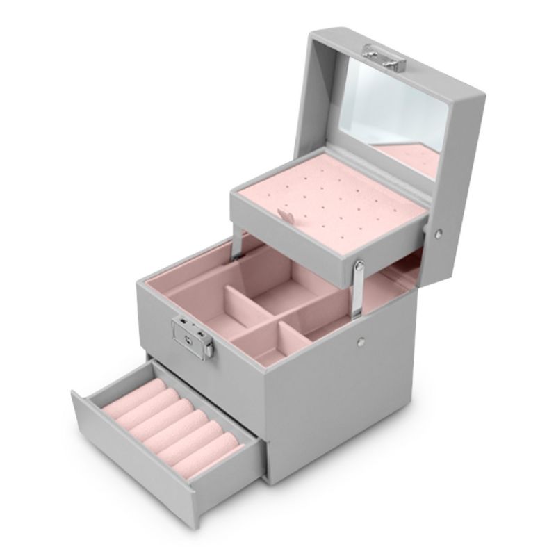 Szkatułka na biżuterię Massido MS-703 elegancki kuferek pojemny szary 1szt.