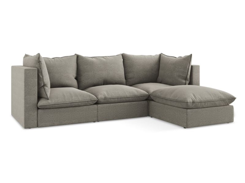 Narożnik prawostronny LaMiaSofa RAVENNA z tkaniny bouclé 255x165 cm szary 1 szt.