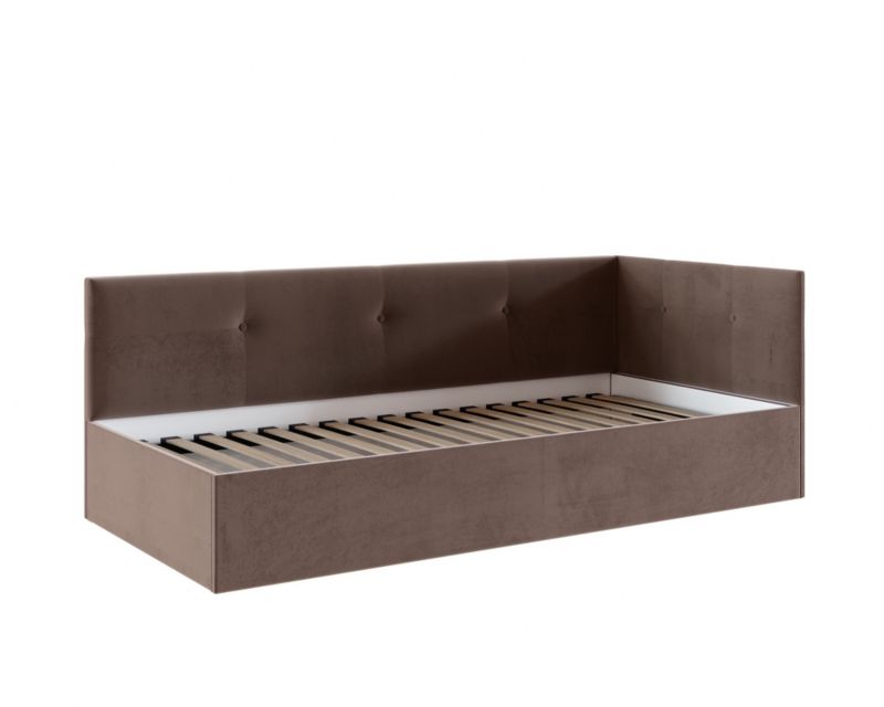 Łóżko młodzieżowe tapicerowane FDM FREDDY 90x200 brązowe ze stelażem podnoszonym 1 szt.