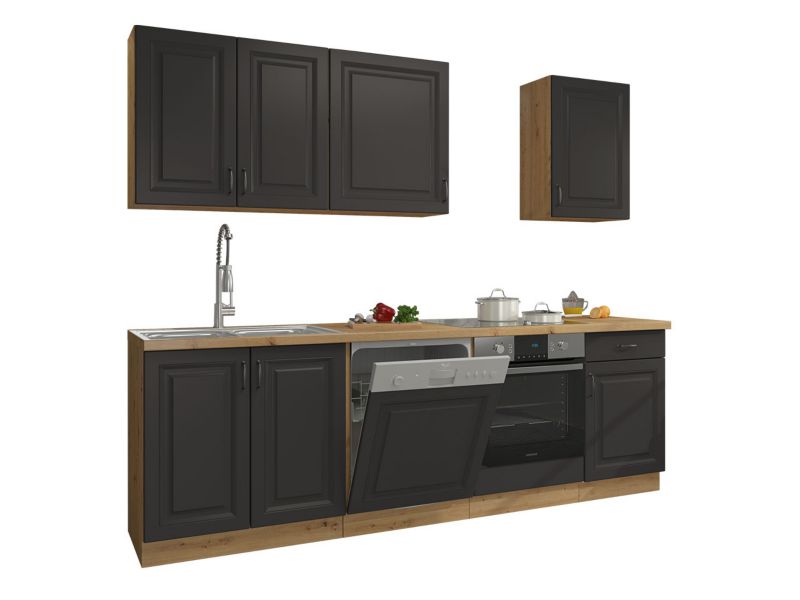 Meble kuchenne MIRJAN 24 Retroline V dąb artisan / grafit 1 kpl.