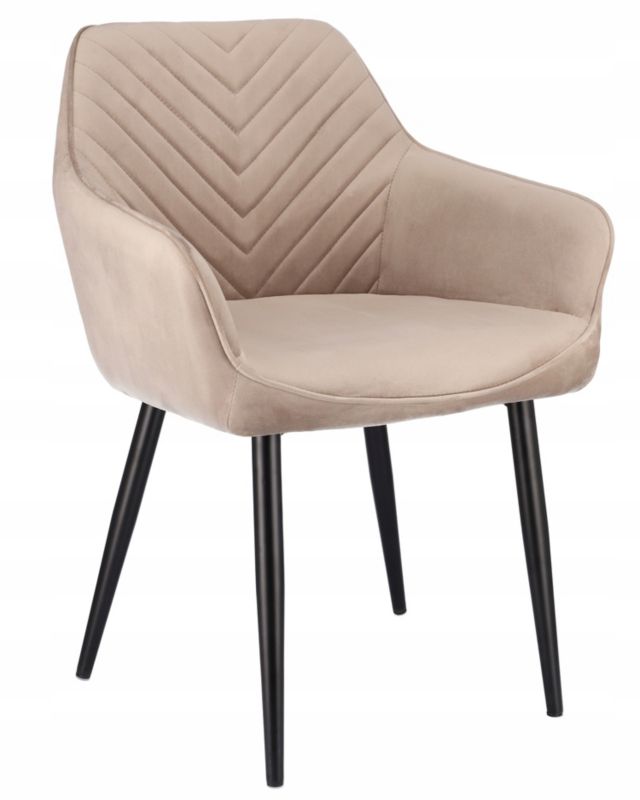 Krzesło welurowe JUMI tapicerowane beżowe do salonu jadalni wygodne eleganckie 1 szt.