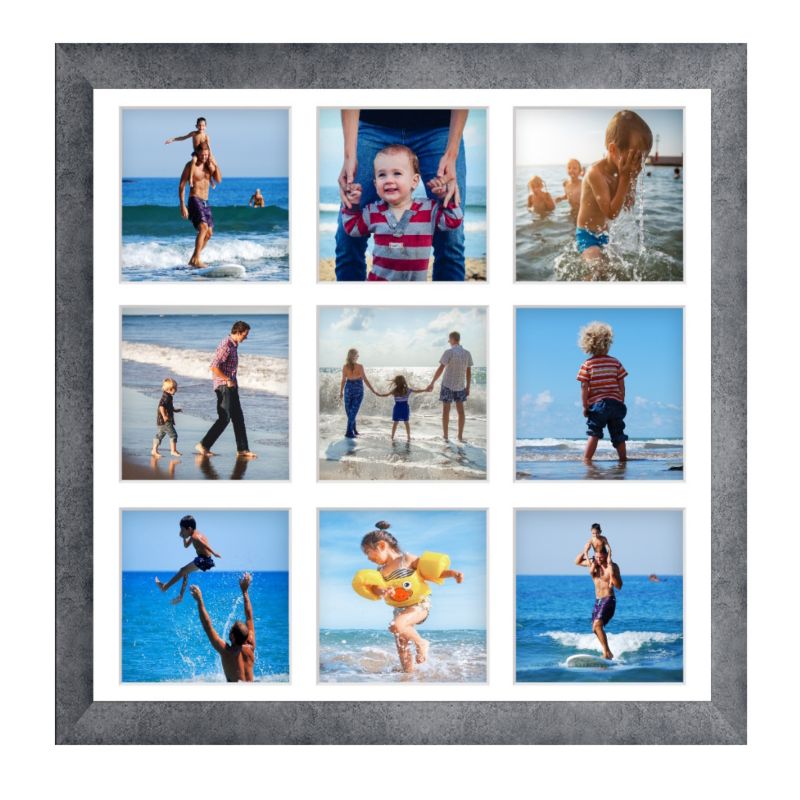 Ramka na 9 zdjęć Hekla 40x40x9 MDF galeria beton 1szt.
