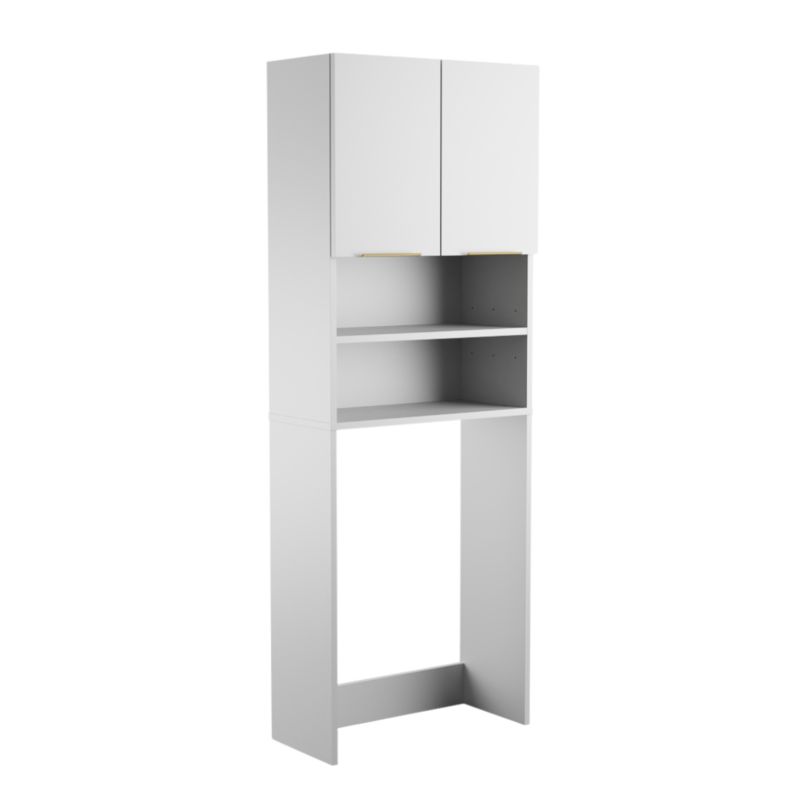 Szafka Łazienkowa SKXMeble Regał Stojąca Na Pralkę Bella Biały i Biały 180x66x50 1szt.