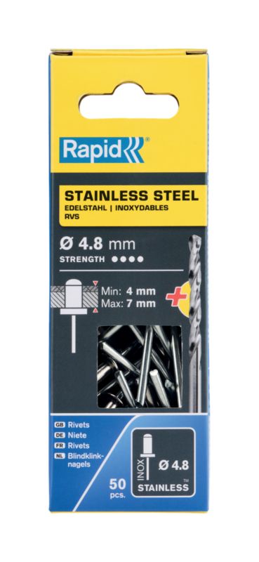 Nity Rapid stal nierdzewna śr. 4,8 x 10 mm 50 szt.