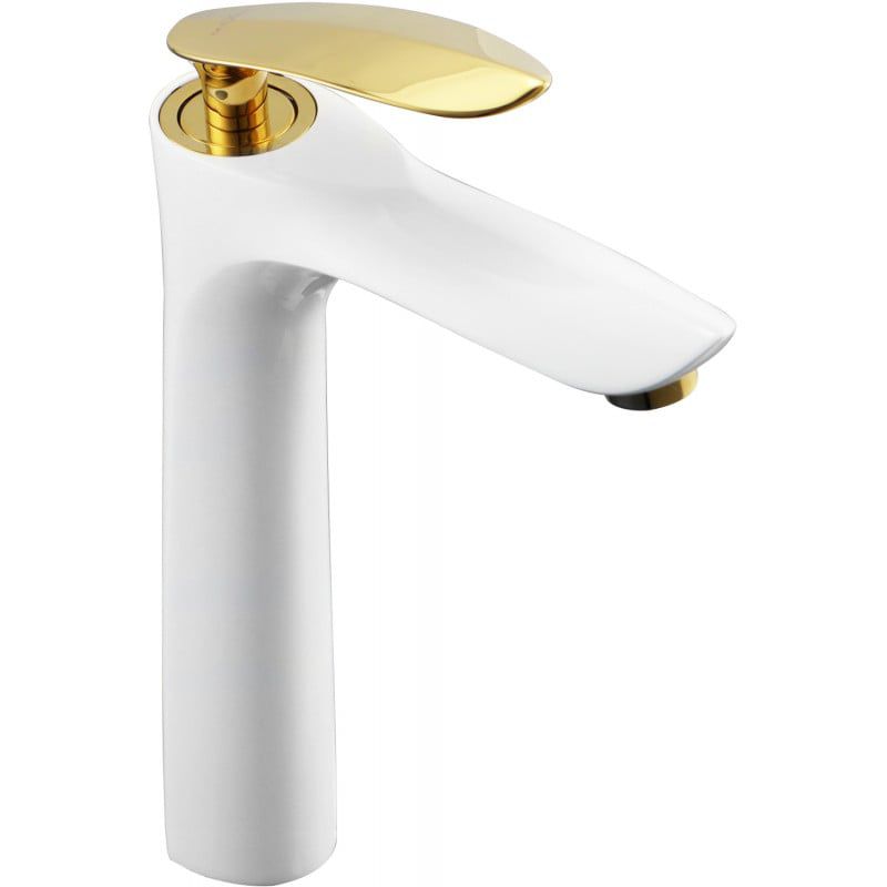 Bateria umywalkowa wysoka Mexen Lily biała/złota 28 cm 1 szt.