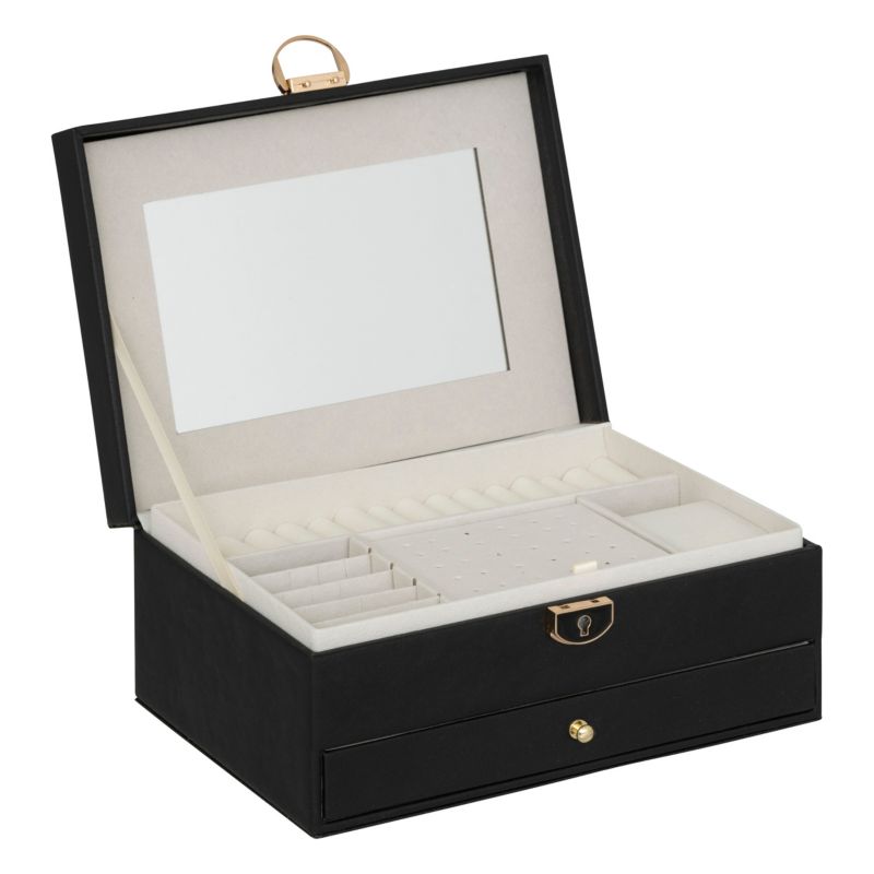 Szkatułka Na Biżuterię Atmosphera Czarny Tworzywo 23x10x18 cm 1 szt.