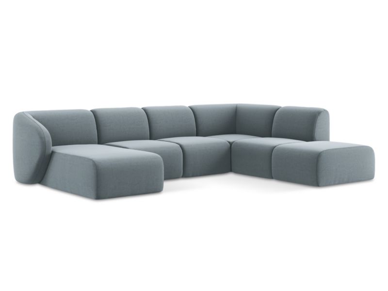 Sofa panoramiczna lewa LaMiaSofa CERVO z tkaniny welwetowej 325x236 cm jasny niebieski 1 szt.