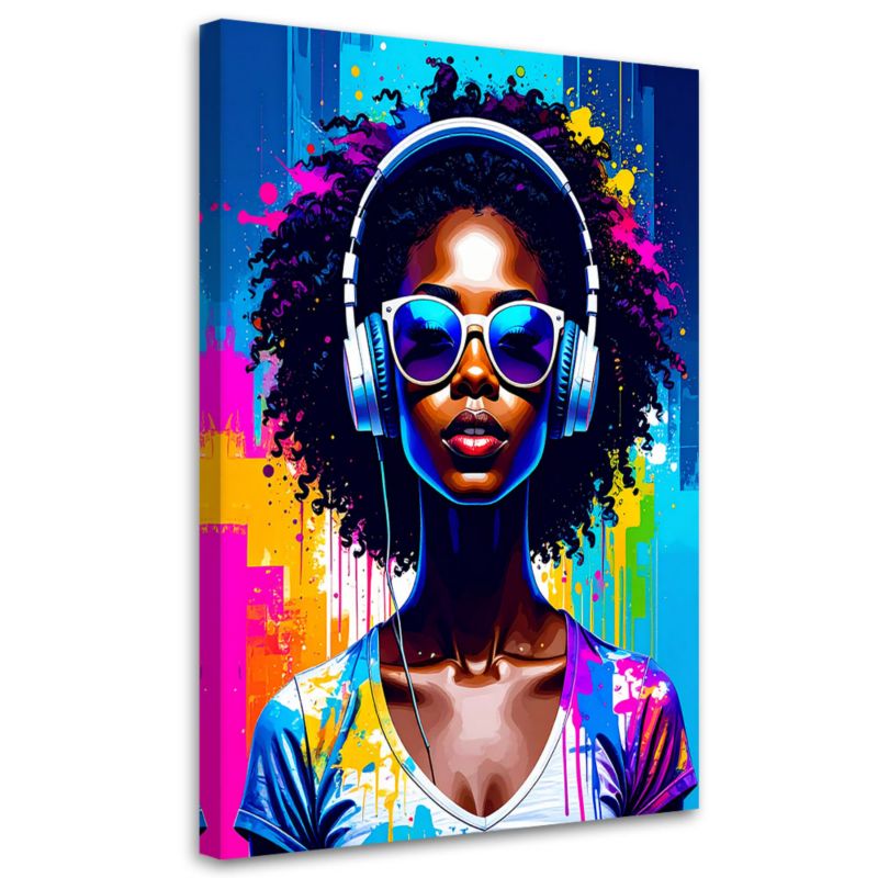 Obraz nowoczesny Feeby Abstrakcja Kobieta DJ Muzyka 80x120cm 1szt