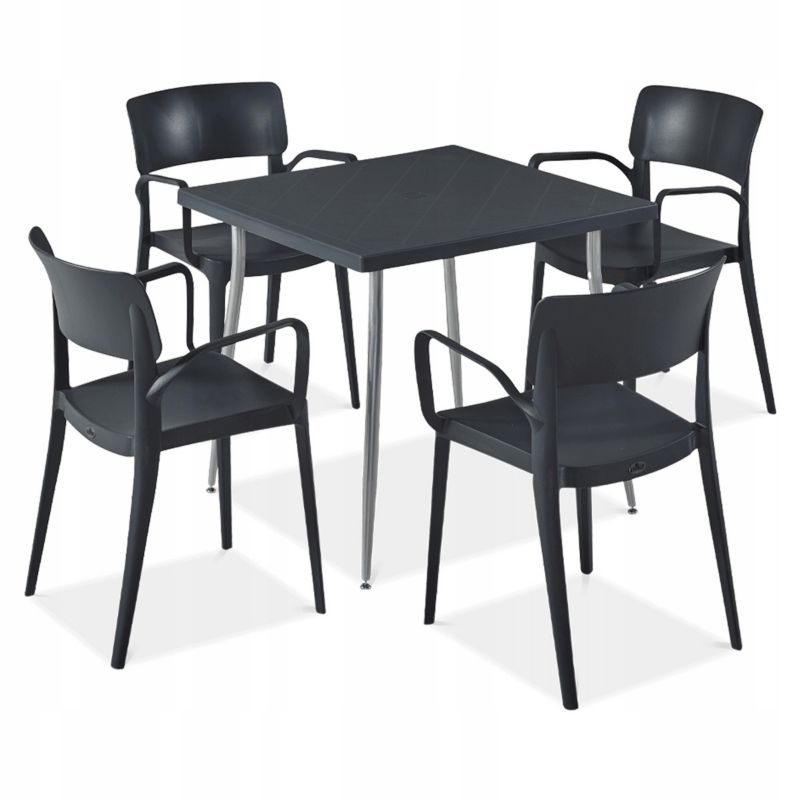 Zestaw Mebli Ogrodowych Novussi PANORA Stół 4x Krzesło na Taras do Restauracji 4+1 zest.