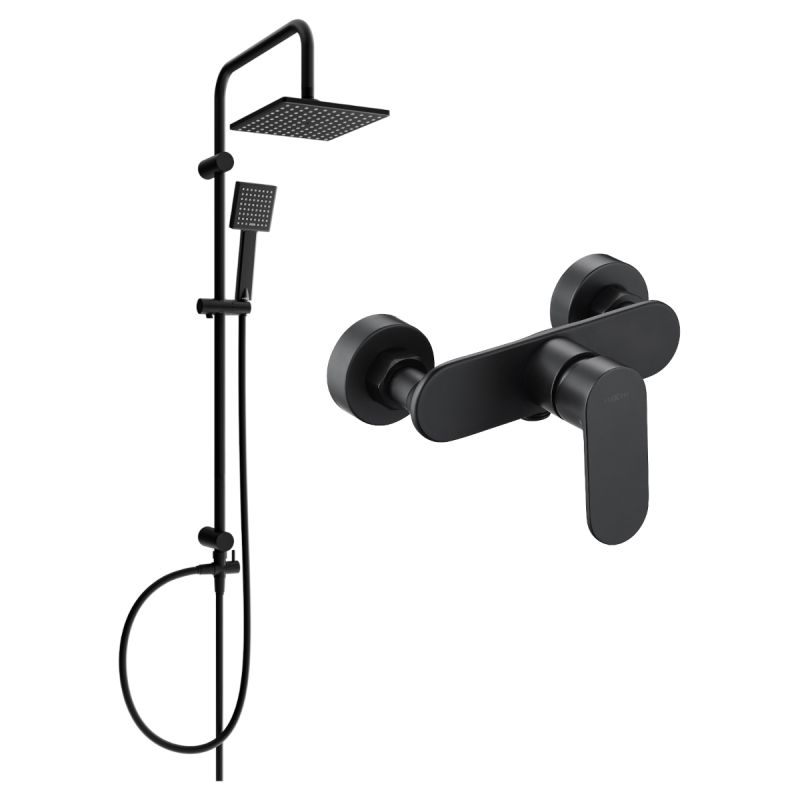 Zestaw prysznicowy natynkowy z deszczownicą i baterią Mexen Milo czarny 1 szt.