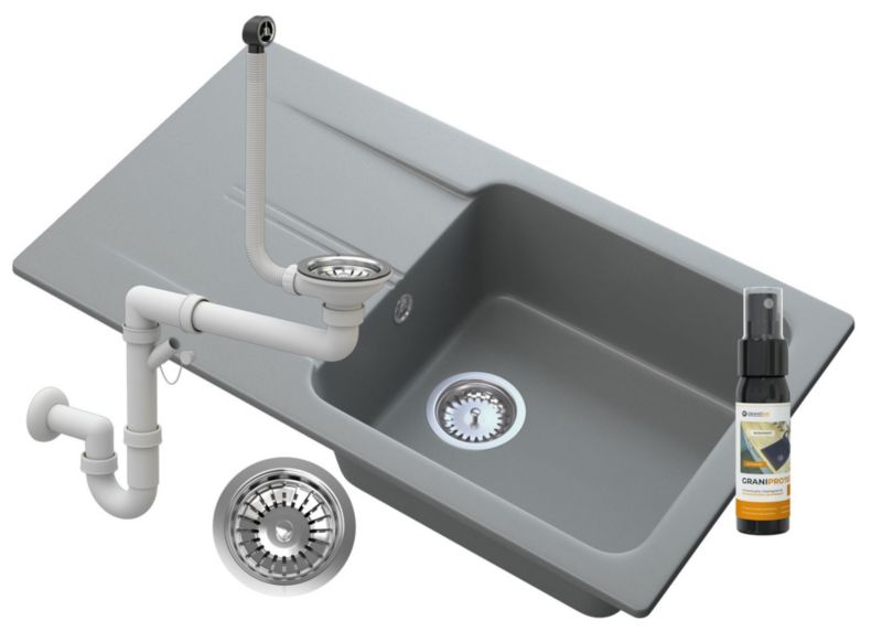 Zlewozmywak Granitowy Granitan Tasos Jednokomorowy z Ociekaczem i Syfonem 1kpl.