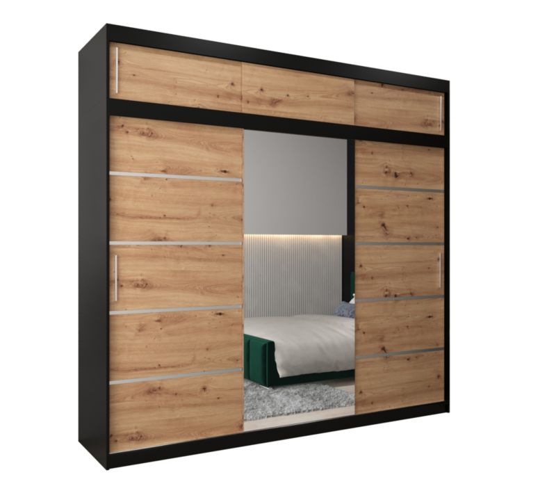 Szafa przesuwna Abiks Verona 2 250 czarny + artisan z nadstawką 1 szt.