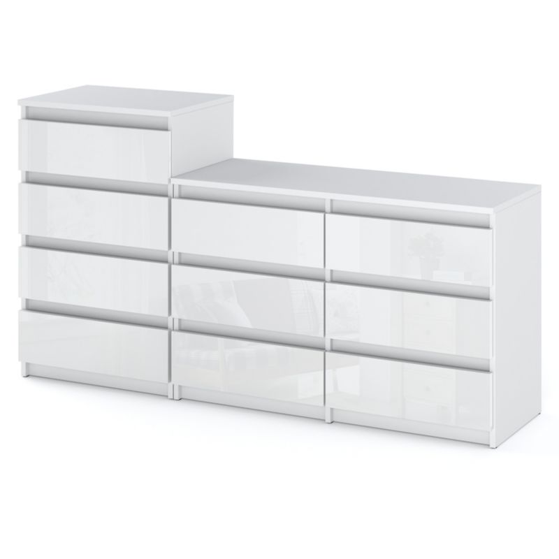 Komoda Hurtownia-Mebli Szuflady 10 Zestaw komód Hugo 64 160cm Biały Mat Biały Połysk 160x33.5x92.5 cm 1szt.
