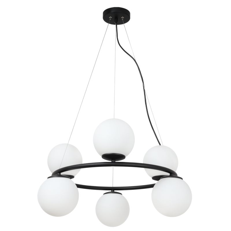 Lampa sufitowa wisząca Light Home LH Aura 6x E14 40W czarny klosz biały 1szt.