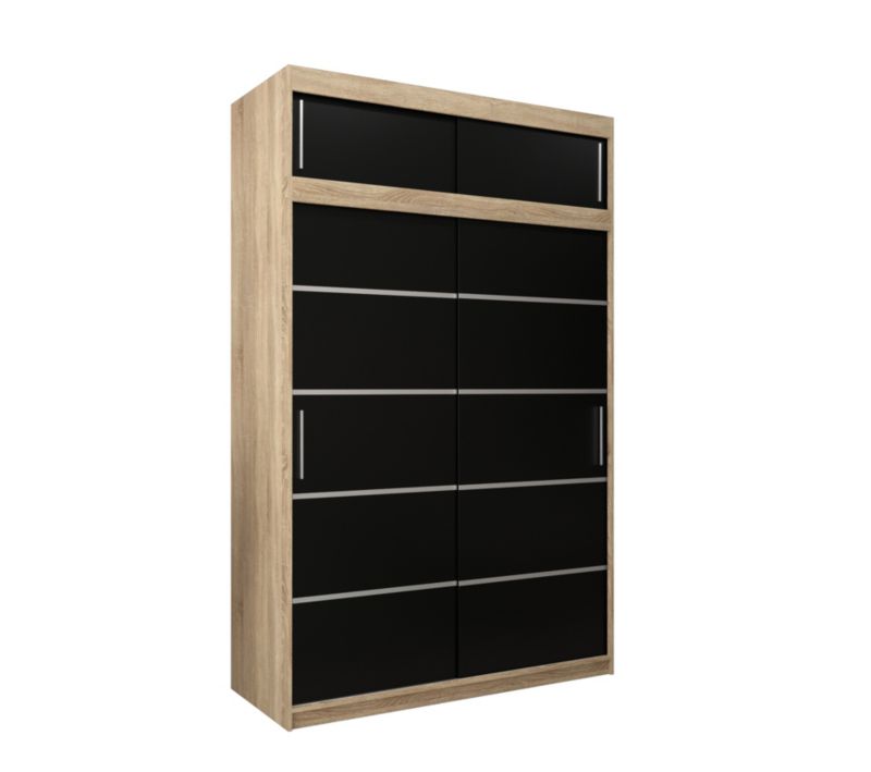 Szafa przesuwna Abiks Verona 1 150 sonoma + czarny z nadstawką 1 szt.