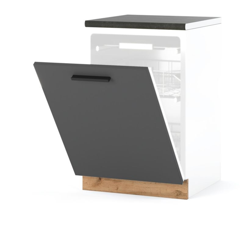 Szafka Kuchenna Hurtownia-Mebli Stojąca Do zmywarki Blanka dolna ZM60 60cm Dąb Wotan Szary Mat 60x47x85 cm 1szt.