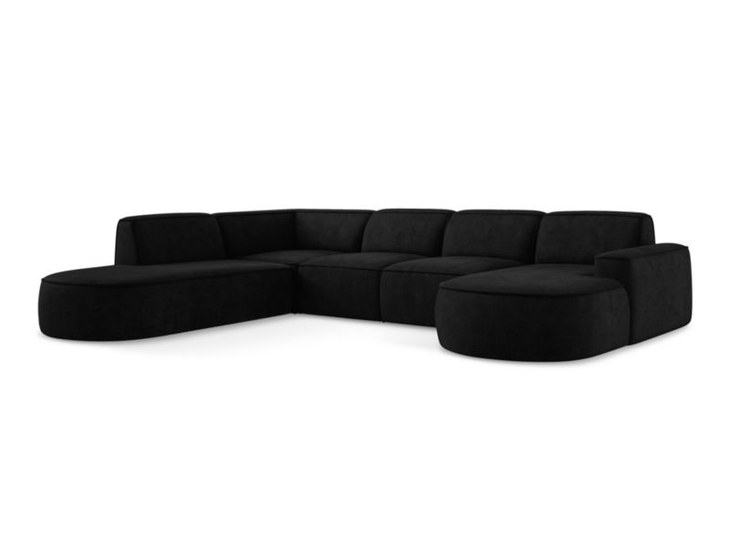 Sofa panoramiczna lewa LaMiaSofa MELISSA z tkaniny szenilowej 364x262 cm czarny 1 szt.