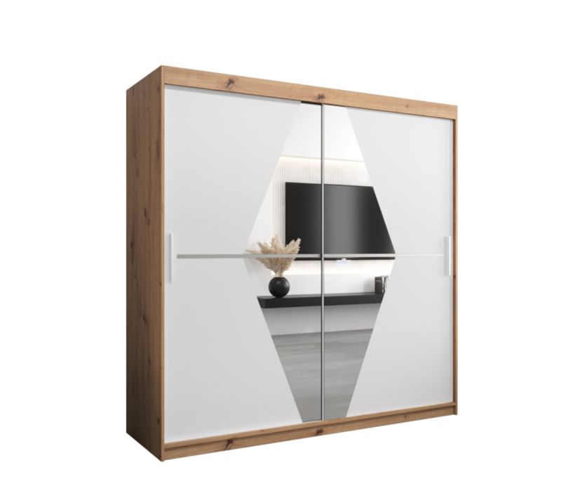 Szafa przesuwna Garderoba Abiks BOLIWIA 200 dąb artisan + biały mat 1 szt.