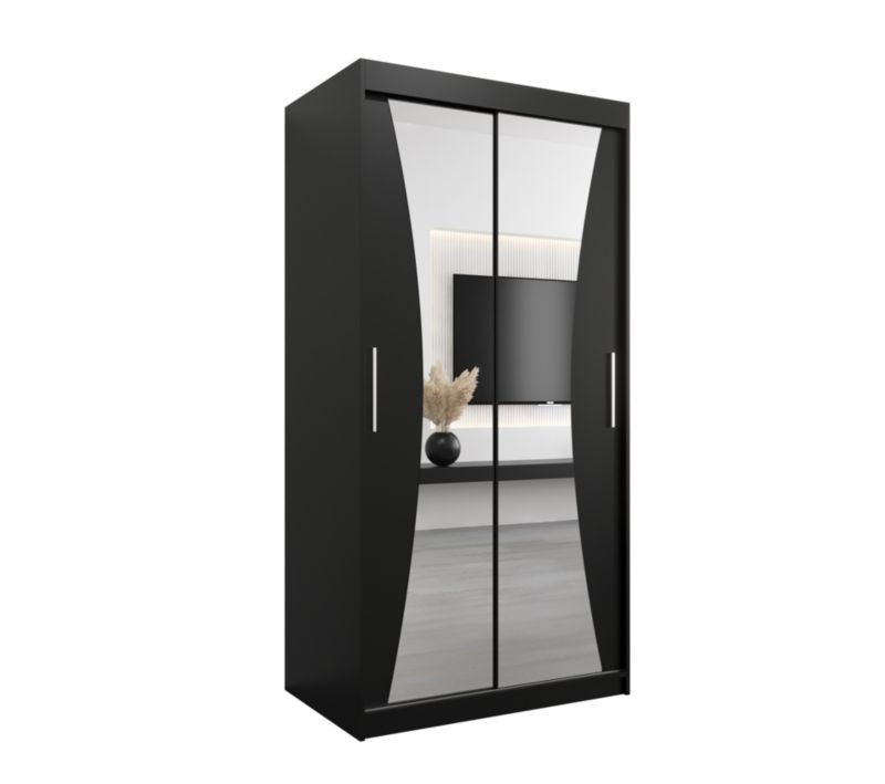 Szafa przesuwna Garderoba Abiks MONACO 100 czarny mat + czarny mat 1 szt.