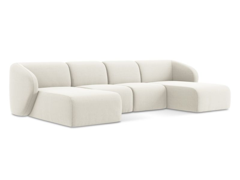 Sofa panoramiczna LaMiaSofa CERVO z tkaniny welwetowej 370x170 cm jasny beż 1 szt.