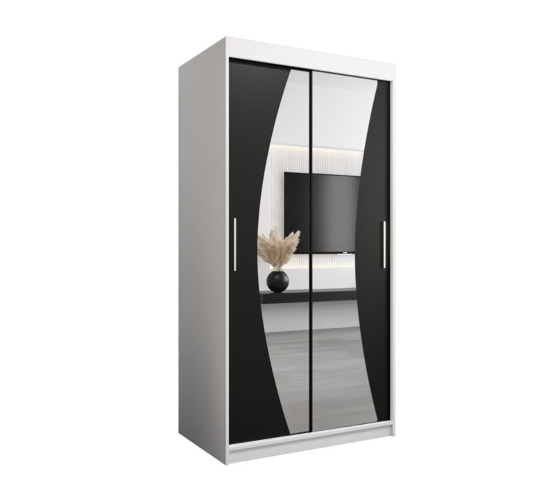 Szafa przesuwna Garderoba Abiks WAVE 100 biały mat + czarny mat 1 szt.