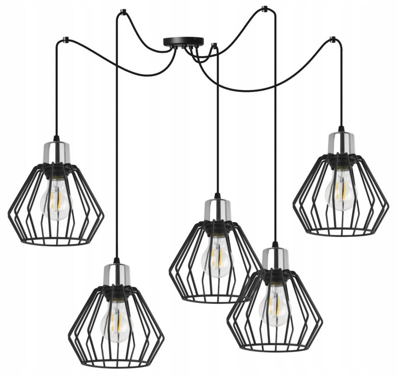 Lampa sufitowa wisząca Light Home LH Spider Nuvola 5x E27 60W czarny/srebrny 1szt.