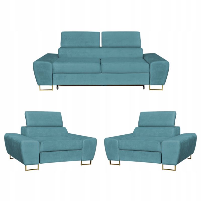 Zestaw mebli do salonu sofa i fotele Family Meble Bosso niebieski 1szt