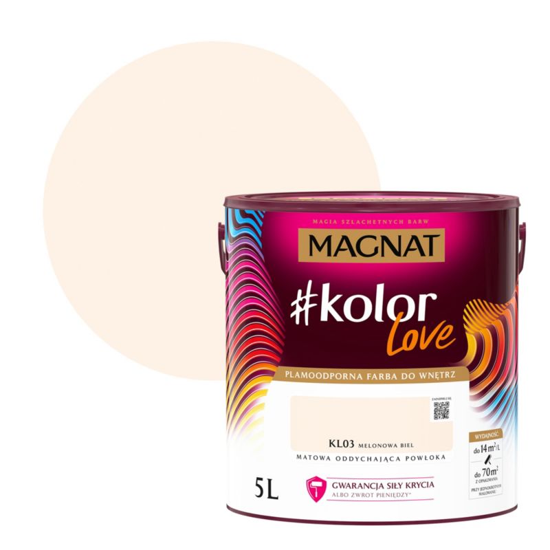 Farba kolorowa plamoodporna Magnat #kolorLove KL03 melonowa biel 5 l