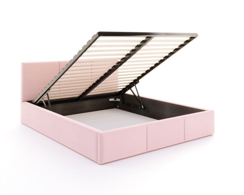 Łóżko tapicerowane FDM AMBER 160x200 różowe z pojemnikiem i stelażem podnoszonym 1 szt.