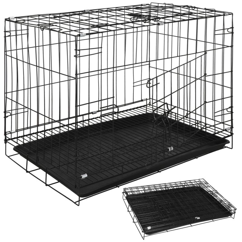 Klatka kennelowa dla zwierząt Springos 60x50x42 cm kojec dla psa kota czarny 1 szt.