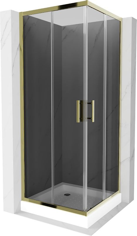 Kabina prysznicowa Mexen Rio kwadratowa 70 x 70 cm grafit złota + brodzik Rio biały