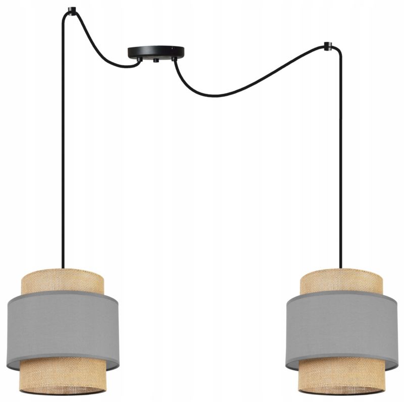 Lampa sufitowa wisząca Light Home LH Boho Juta 2x E27 60W szary 1szt.