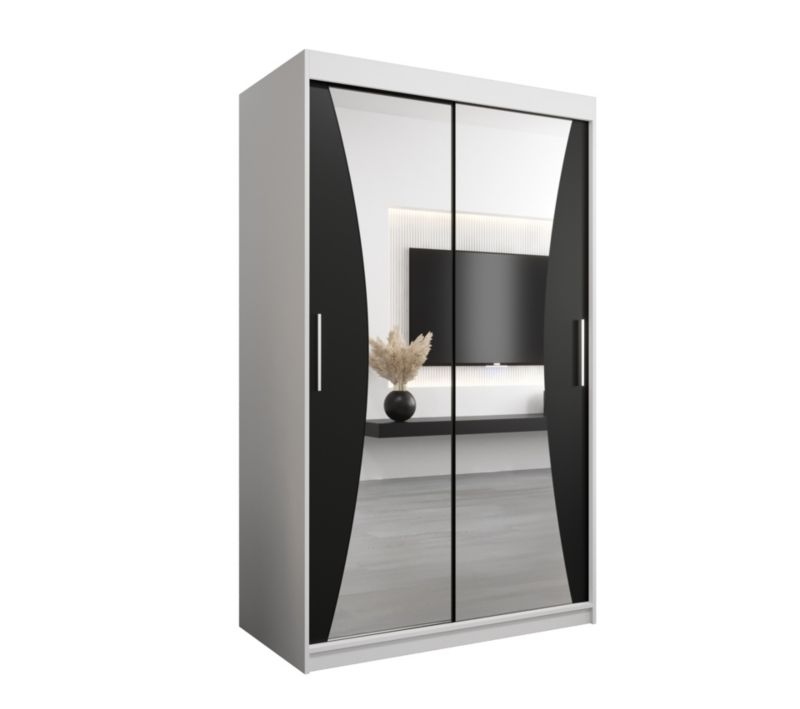 Szafa przesuwna Garderoba Abiks MONACO 120 biały mat + czarny mat 1 szt.