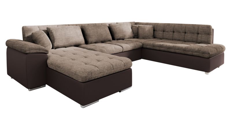 Narożnik z funkcją spania MIRJAN 24 Niko Bis lewy orzechowa ekoskóra/beżowobrązowa plecionka 1 szt.