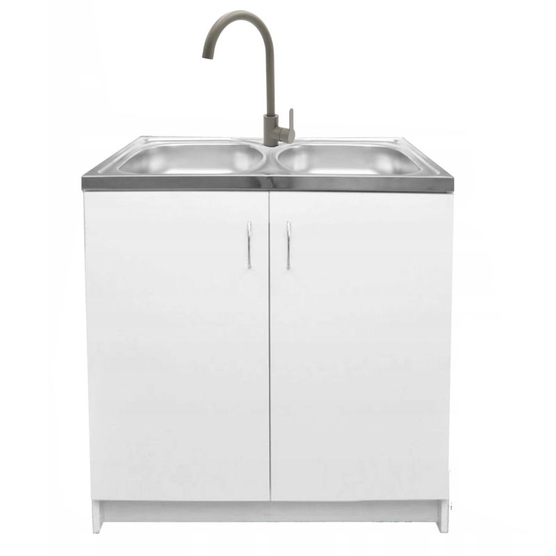 Szafka Kuchenna Stamar Biała 800x500 mm Zlew 2 Komory Bateria Wysoka Oliwka Syfon 1 szt