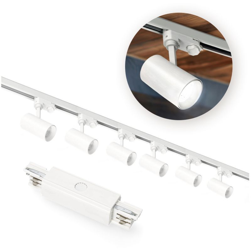 Oświetlenie szynowe Kobi 3-fazowe szyna 1m+1m, I zew., 6x Lampa, 2x zaślepka biały, 1kpl.