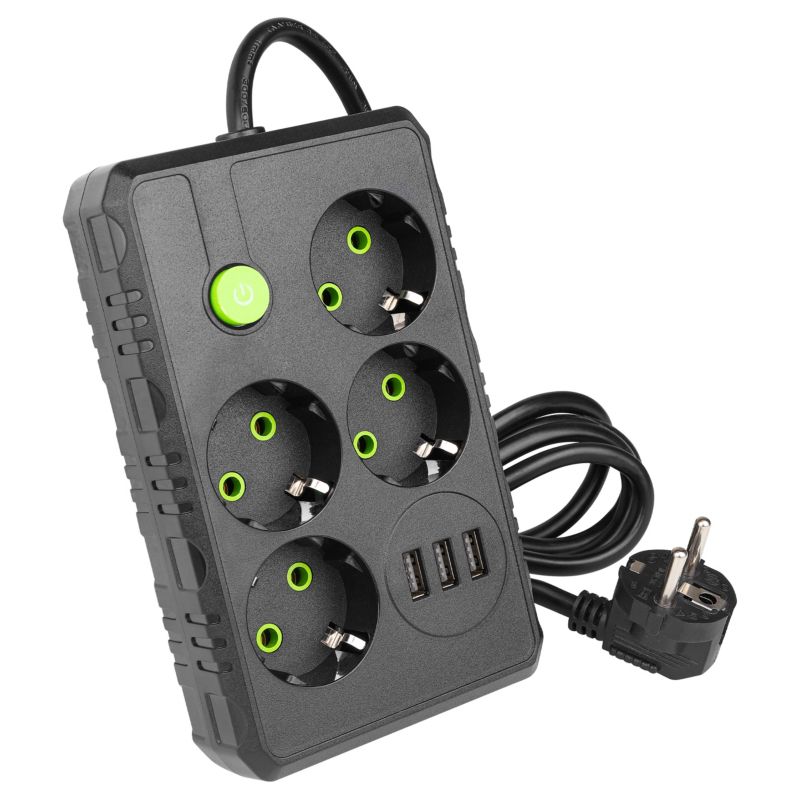 Przedłużacz MasterLED Modi 4 gniazda 230V 3x USB 2m czarny listwa zasilająca 1 szt.