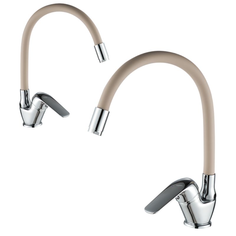 Bateria Zlewozmywakowa Stojąca z Elastyczną Wylewką F Bateria Kuchenna Beżowa