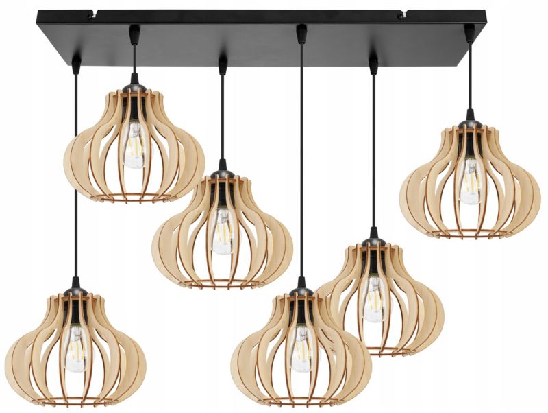 Lampa sufitowa wisząca Light Home LH Timber 6x E27 60W klosz owalny czarny 1szt.
